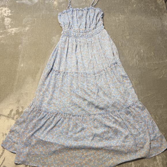 Hippie Rose Maxi Boho Dress Lined Tiered Lace Straps Sun Dress Large - Picture 2 of 7